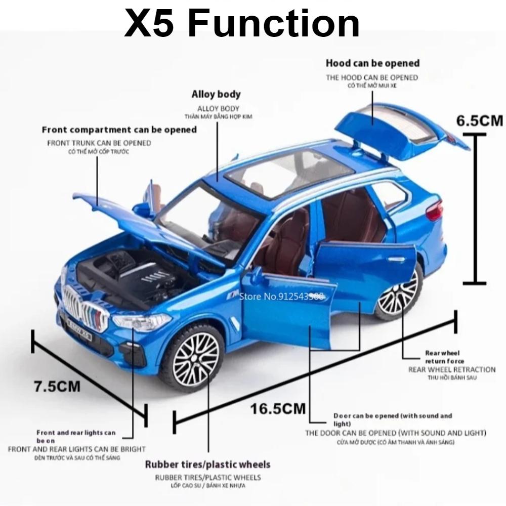 1:32 Scale M4 X5 Sports Car Model Toy Doors Opened Sound Light Metal Diecast Miniature Vehicle Models Kids Educational Toys