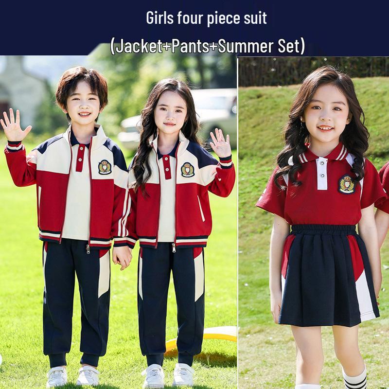 Spring & Autumn Baseball-Style School Uniform Set for Kindergarten and First Grade Sports Events