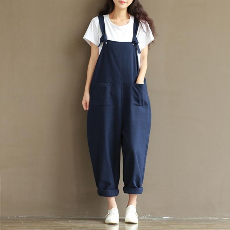 YYFS Women's Fashion Casual Summer Spring Solid Color Print Sleeveless Suspenders Loose Waistlinet Trousers Jumpsuits & Rompers