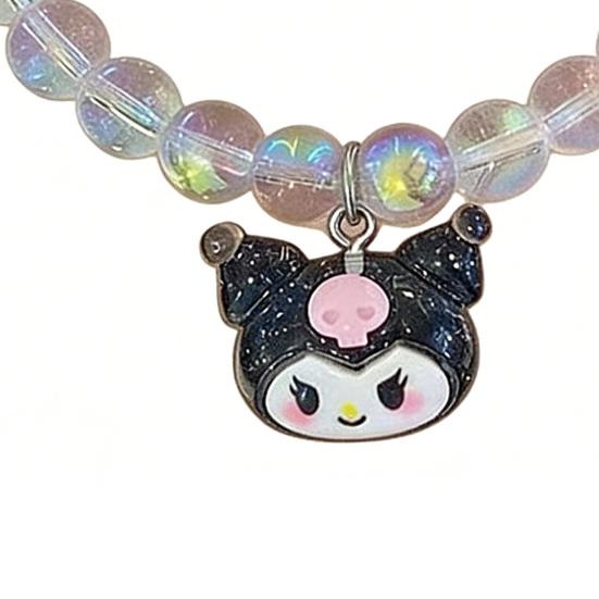 Iridescent Beaded Bracelet Clear Faux Crystal Bracelet Cute Cartoon Animal Charm Bracelet Gift for Girls Best