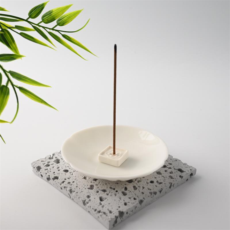 Minimalist Pure White Ceramic Incense Stick Holder - Zen Tea Ceremony Stand & Indoor Ornament