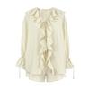 Women's Spring and Summer Design Ruffle Fashion Casual Tie Cardigan Top Shorts Suit