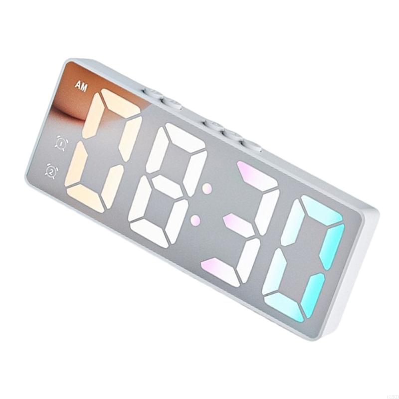 62KD LED Alarm Clock With Mirror Surfaces Temperature Date Display USB Battery Powered Bedroom Home Desktop Accessories