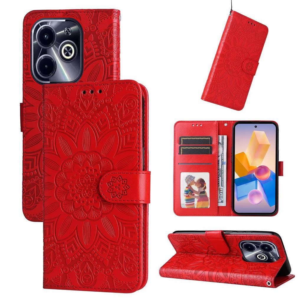 Applicable to INFINIX Hot 50 Mobile Phone Leather Case Camon 30 Sunflower Embossed Card Case Google 9A