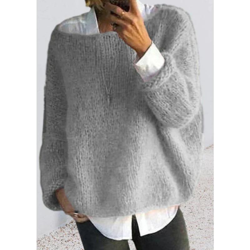 

Новый женский свитер осень-зима вязаный топ модный повседневный свитер женская одежда 2XL светло-серый