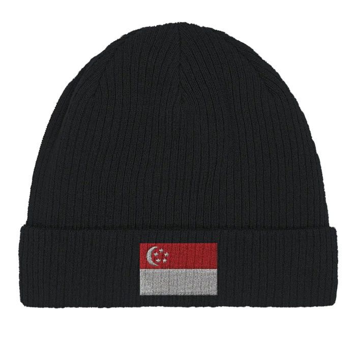Bonnet Drapeau Singapour en Noir