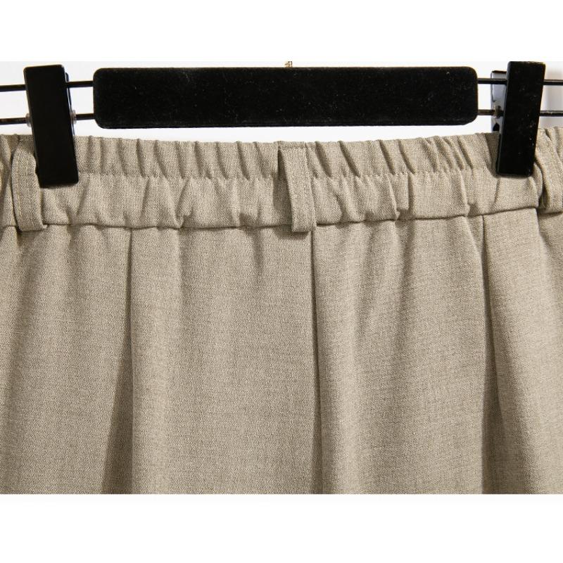 Dimanaf 2024 Spring Summer Plus Size Women Long Pants Trousers Loose Wide Leg Pants Casual Solid Large Size 5XL A