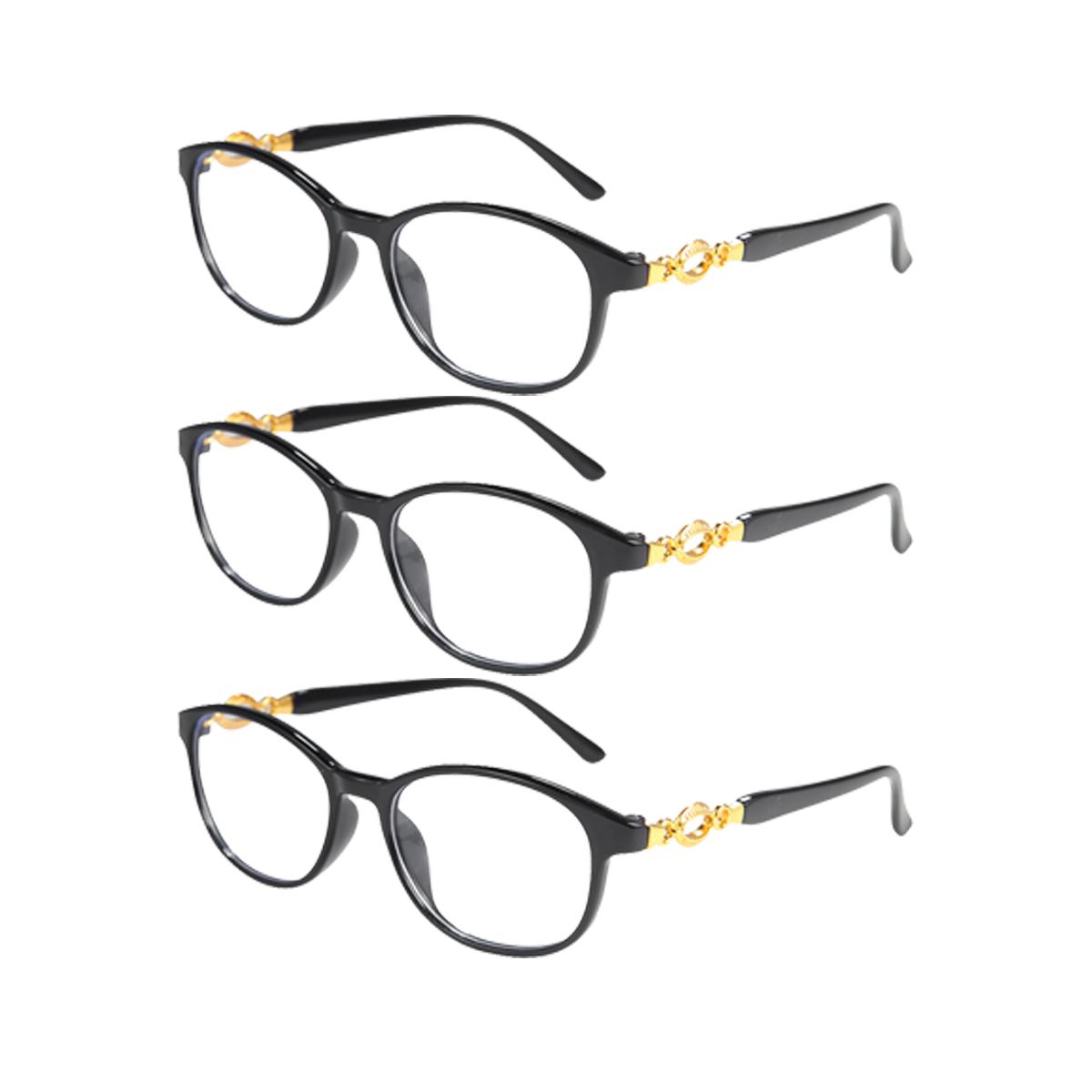 

3 шт. Очки для чтения - HD смоляные линзы, блокирующие синий свет, металлические петли для мужчин и женщин, диоптрии от +1.0 до +4.0 4.0