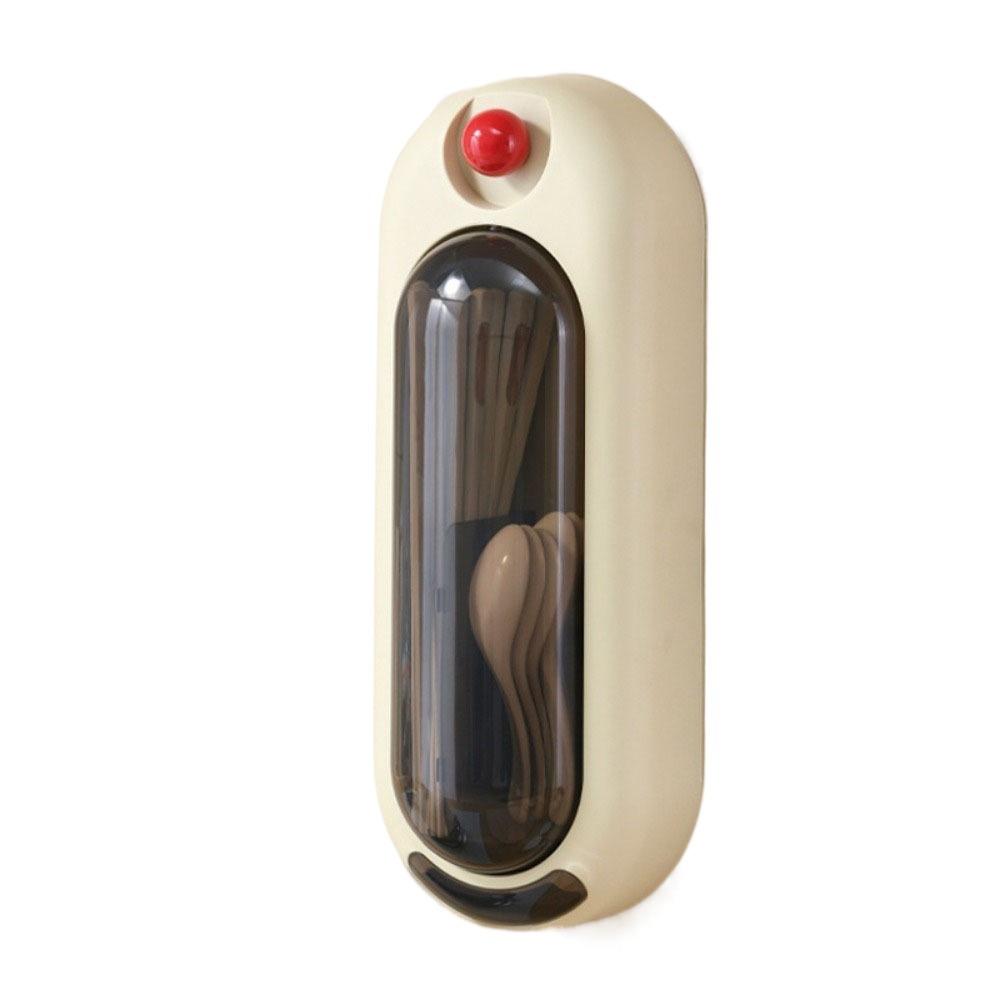 Punch-Free Rotatable Chopstick Holder Dustproof Chopsticks  Basket  Household Gray  NO Timer