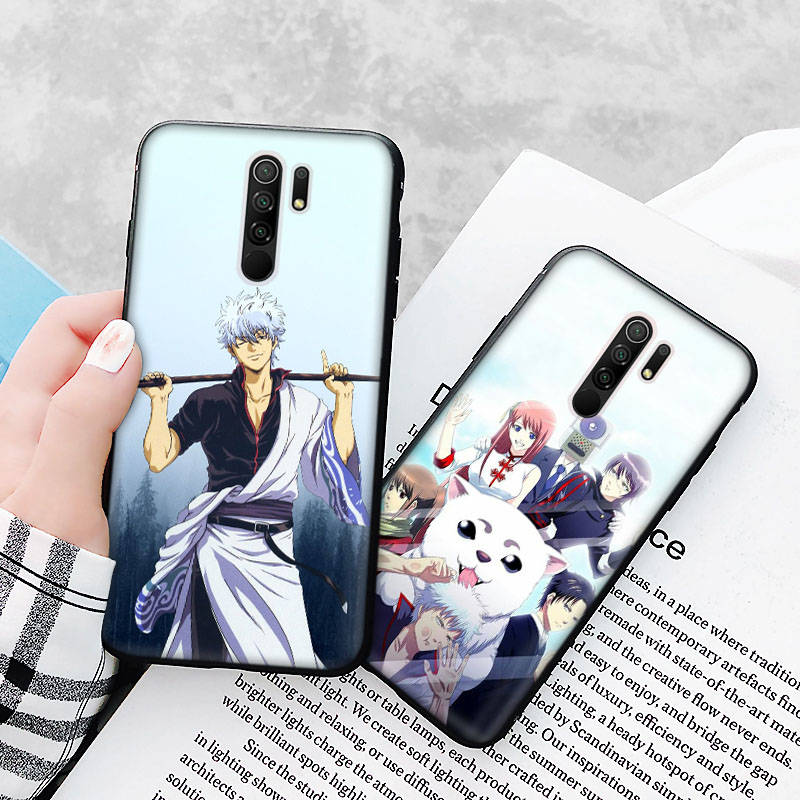 Black Case for Xiaomi Redmi 13C Note 9 iPhone XR 7 8 14 15 11 12 13 X XS Pro Max Samsung A25 S23 S24 FE Ultra Plus GINTAMA