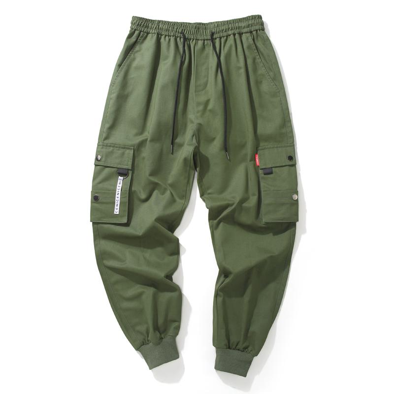 Hip Hop Kargo Pantolon Erkek Moda Joggers Rahat Pantolon streetwear Çok Cep Şeritler Askeri Pantolon Erkekler Harem Pantolon Büyük Boy