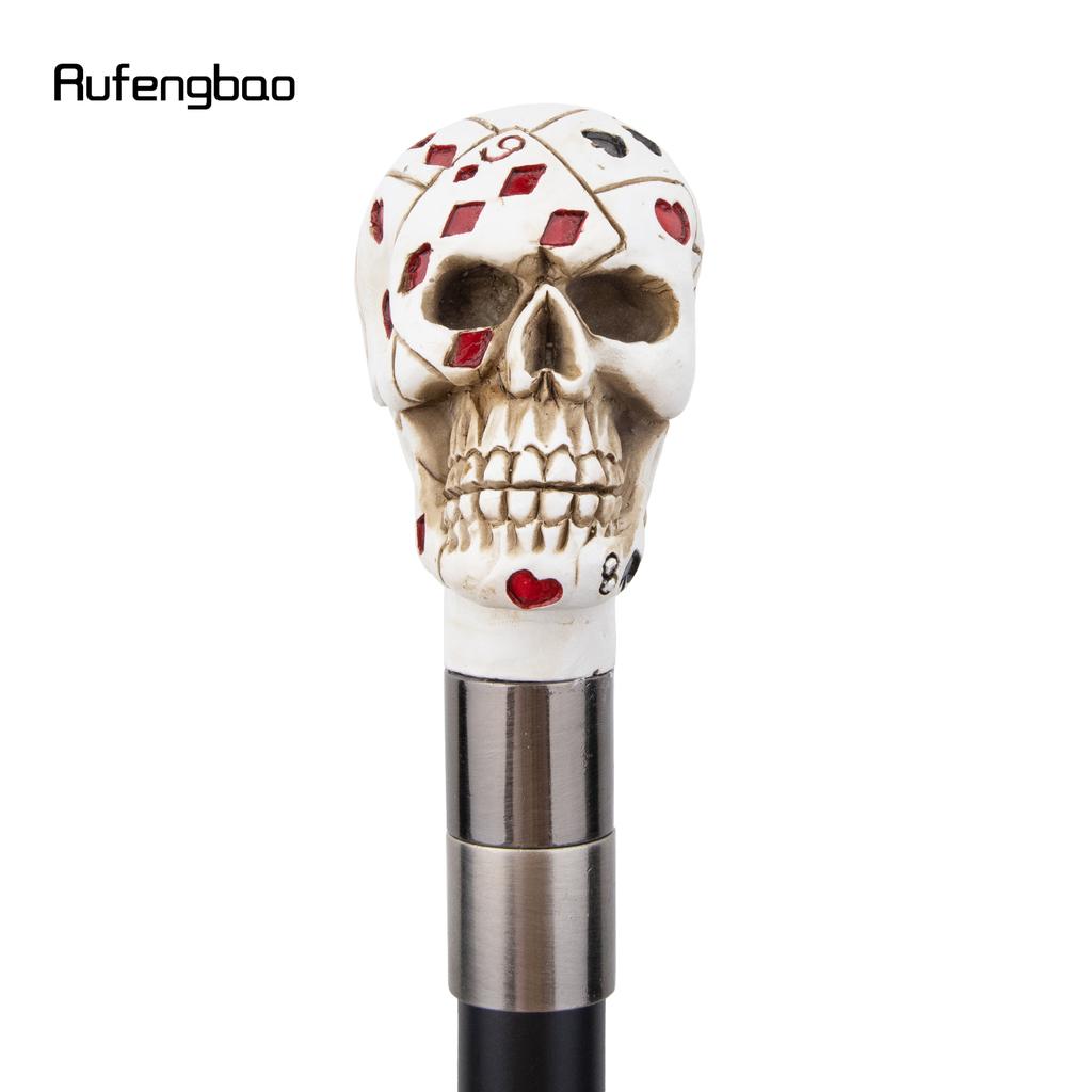 White Resin Skull Poker Head Walking Cane Fashion Decorative Steel Stick Gentleman Elegant Cosplay Cane Knob Crosier 94cm