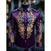 Various Golden Royal Court Pattern Long Sleeve Button Shirt Satin Floral 3d Print Hawaiian Shirt Men Women Fashion Blouse Party