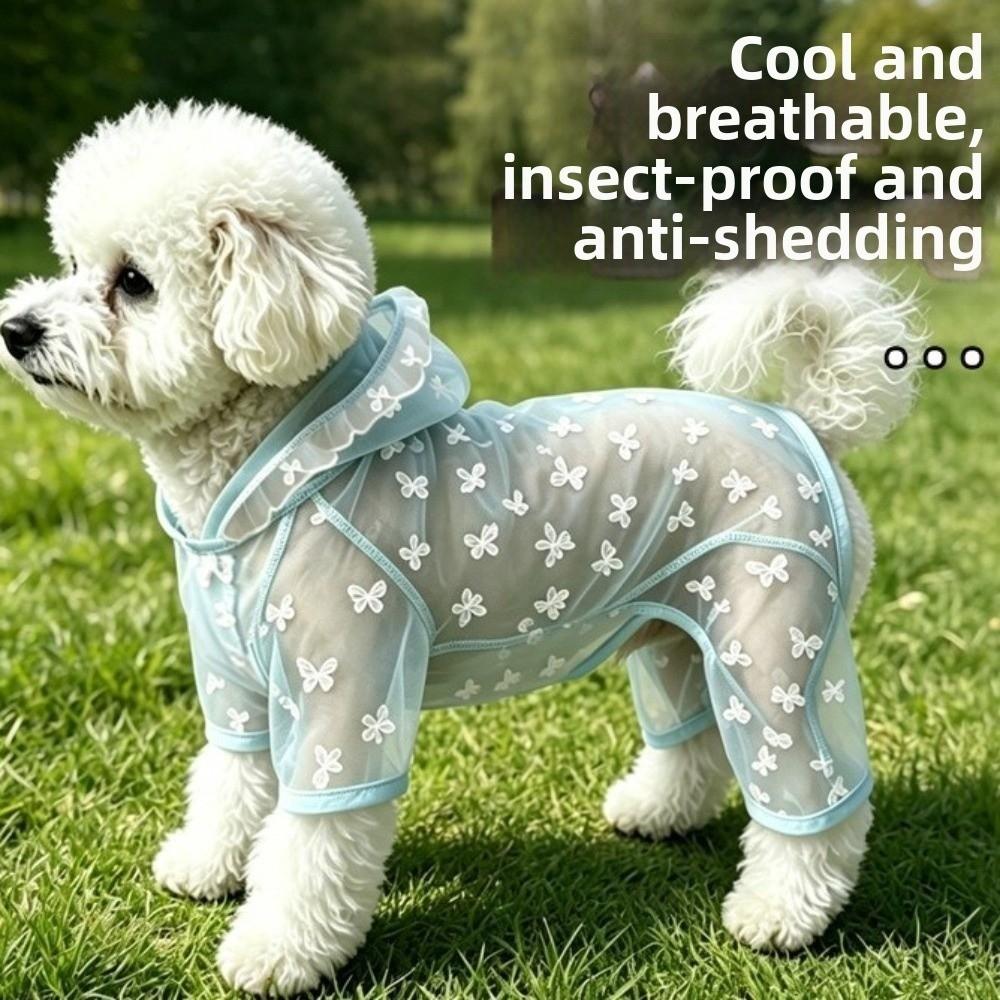 Thin Breathable Dog Sunscreen Clothes Butterfly Pattern Dog Cooling Jumpsuit  Summer Season