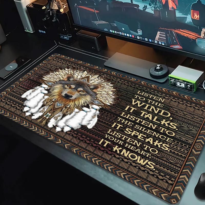 Indian Wolf Color Mouse Pad Large Gaming Table Cushion Non-slip Laptop Tablet Big Mousepad XXL Mat Mini PC Playmat With Lock Edge