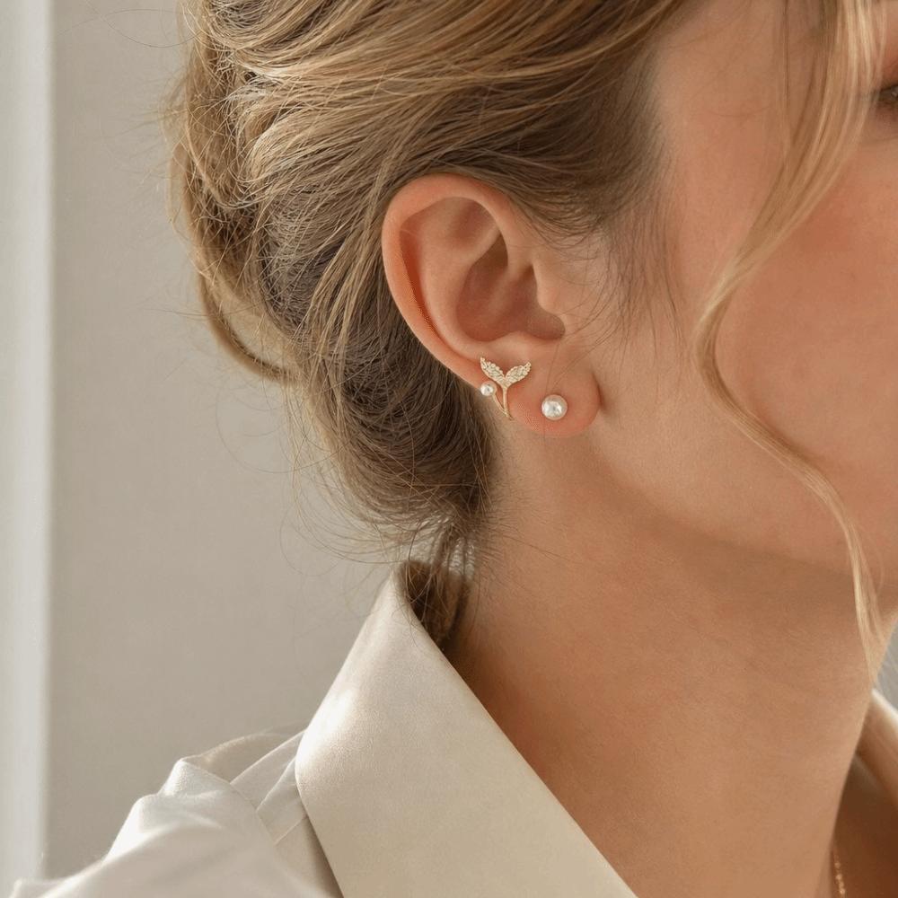 Personality Fish Tail Earrings Exquisite Design Fish Tail Stud Earrings Wedding Jewelry