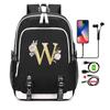 26 English Letters Black Backpack Cosplay Canvas Rucksack Children Kids Schoolbag Travel Bag Back To School Bookbag