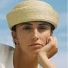 Sombreros de Sol Artísticos de Painter Berets Pillbox Hat Tejido de Paja de Papel Weave Círculo Cóncavo Superior Sombrero de Paja para Mujer