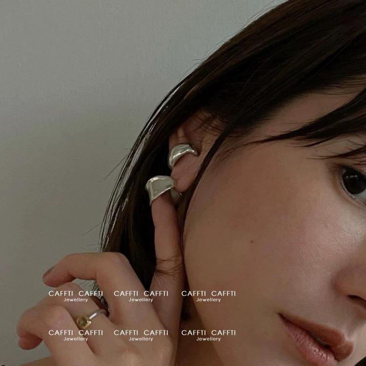 Real Gold Electroplated Irregular C-Shaped Women's Earrings with Sterling Silver Needle - High-End Matsumoto Ena Style