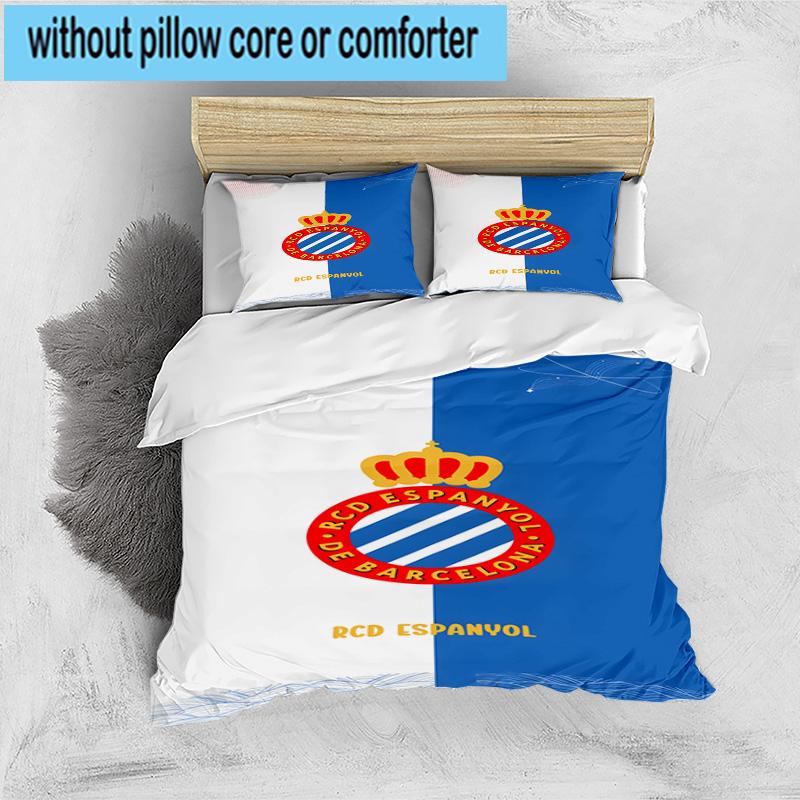 3PCS Football Espanyol Design Bedding Set,Including 1pc Duvet Cover And 2pcs Pillowcases Perfect for Bedroom, Dormitory, Fan Christmas gift