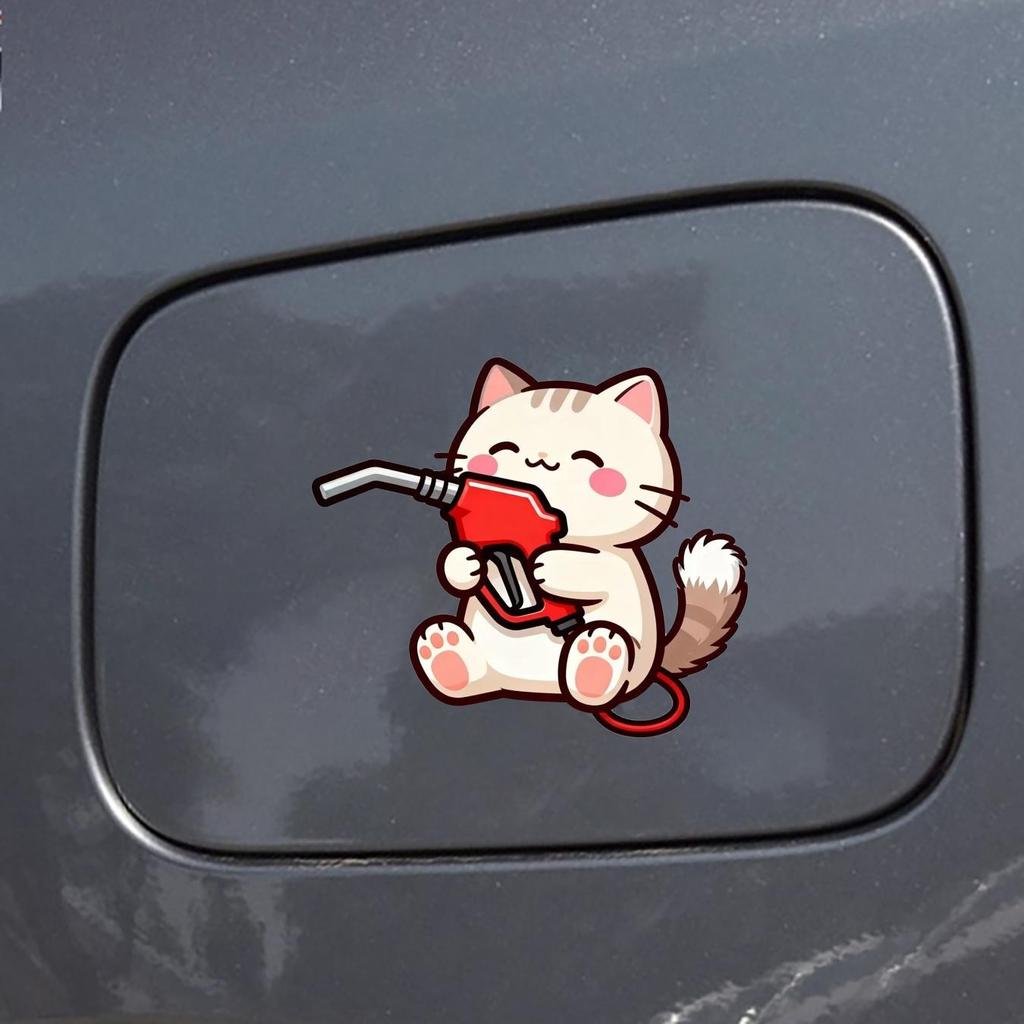 20 piece cartoon kitten hand-held refueling gun refueling prompt sticker car refueling port sticker