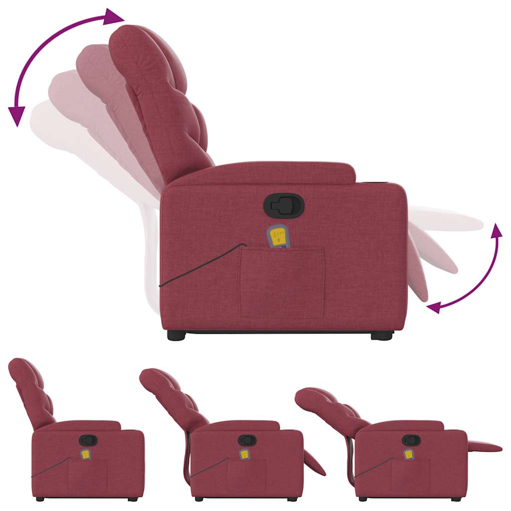 Recliner Chair with Lift Function Wine Red Fabric