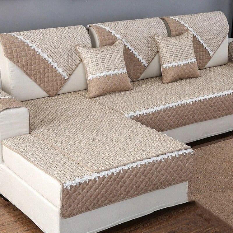High Quality Sofa Cover Sofa Towel Cushion Solid Color Cotton Linen Fabric Couch Cover Four Seasons Available Sofa Towel