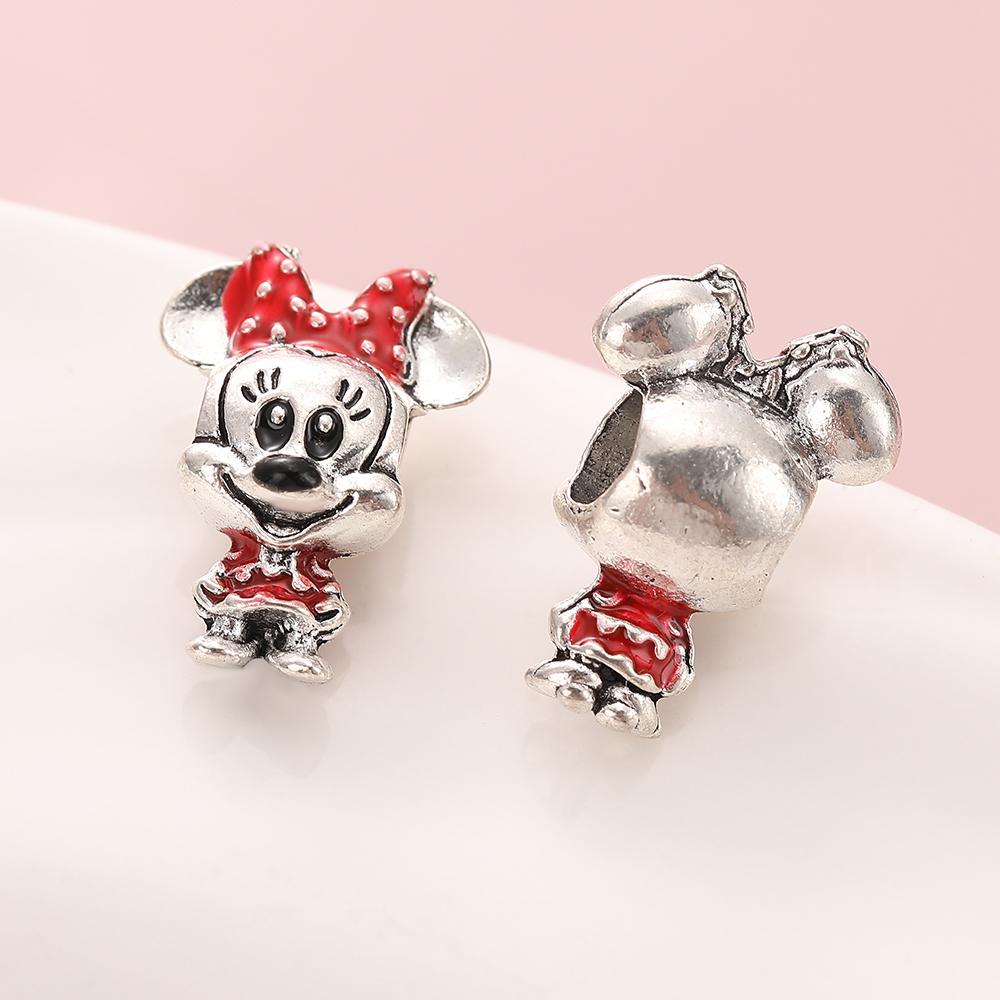 2 PCS/Lot MIX Style Colorful Enamel Minnie Stitch Charms Beads Pendant for DIY Jewelry Making Accessories
