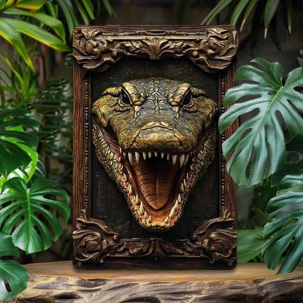 Metal Crocodile Tin Sign 2D Wall Art Home Decor Bathroom Outdoor 20x30cm