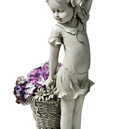 Creative Flower Girl Garden Figurine Vivid Waterproof Hand-cast