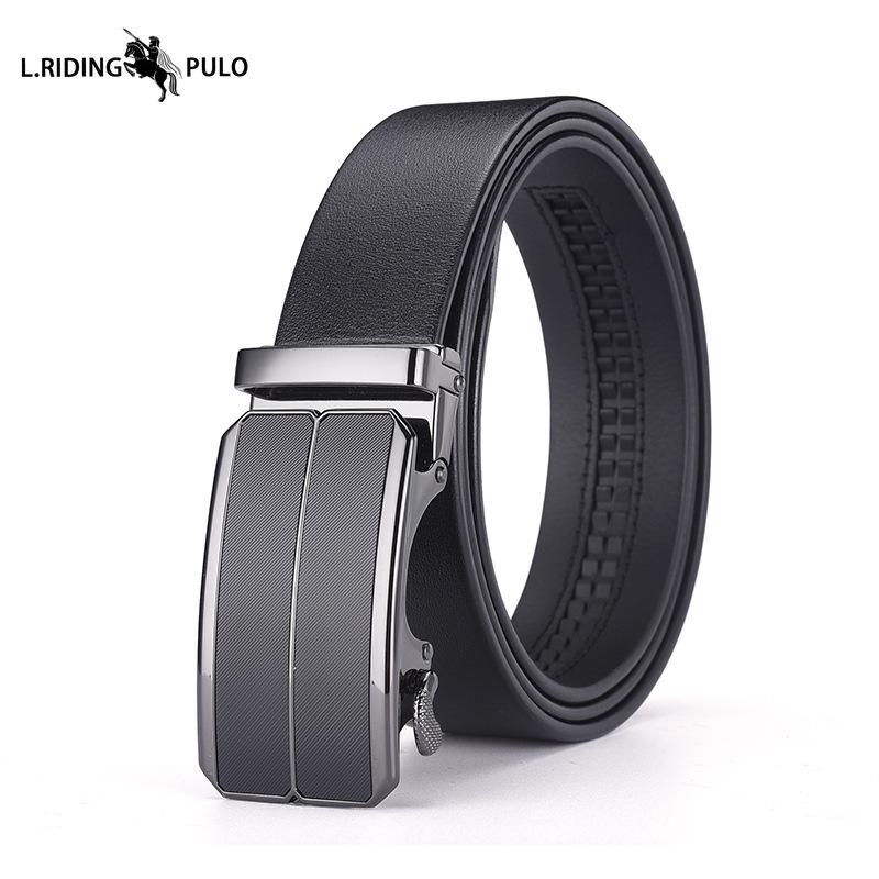 

Высококачественный кожаный ремень Мужской ремень Автоматическая пряжка Натуральная коровья кожа Простой Повседневный Универсальный Деловой Мужской ремень 120cm чёрный