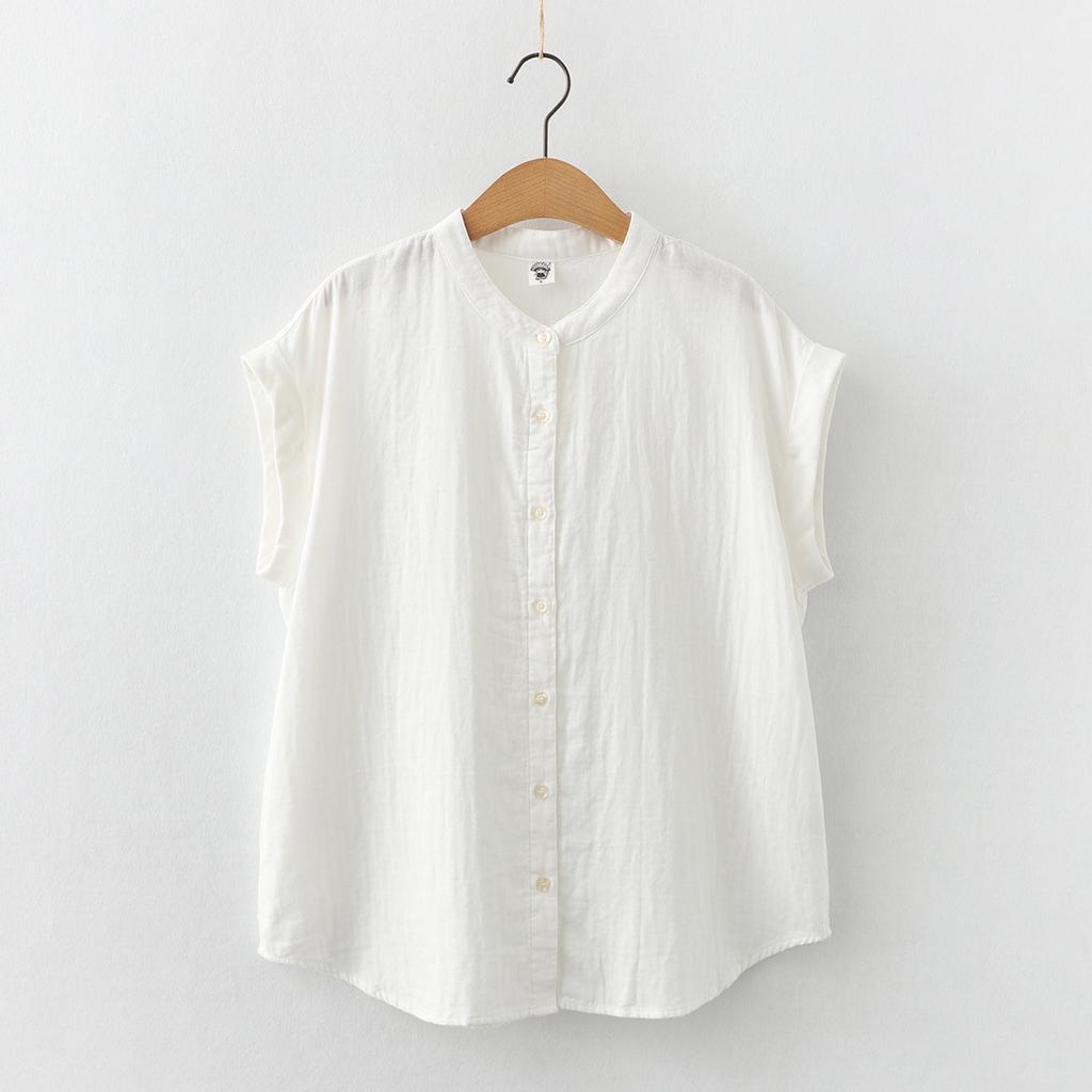 Vintage Cotton Linen Shirt Ladies Stylish Streetwear Short Sleeved Collarless Summer Blouse Women Breathbale Comfty Tops