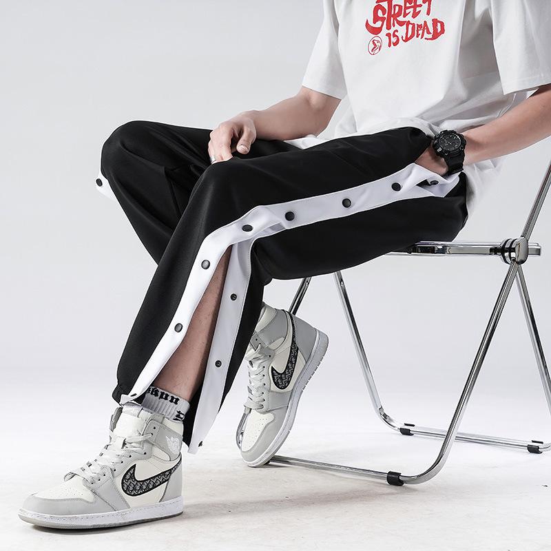 Pánské přeshraniční sportovní snap jogger kalhoty - Ležérní volný střih pro jaro a podzimní basketbalový trénink