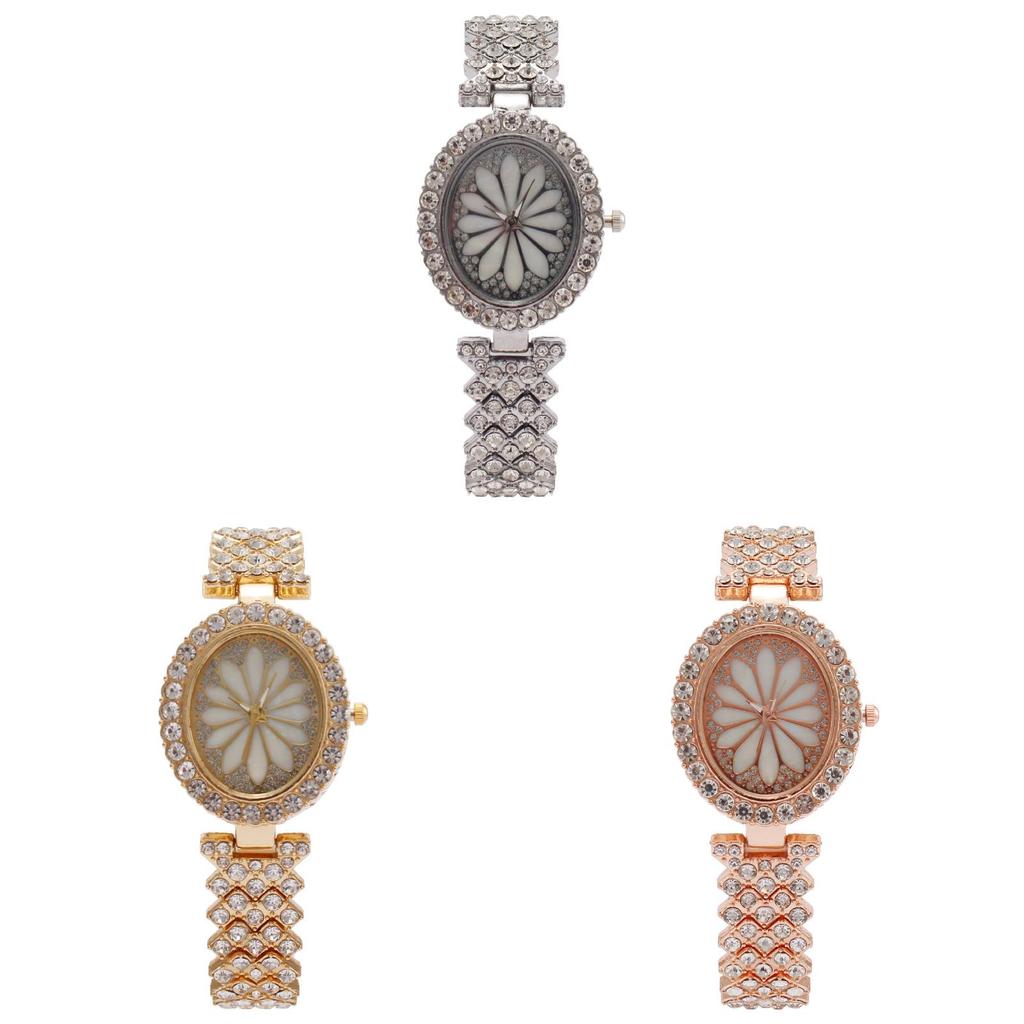 Fashion Ladies Jewelry Watch With Flower Design And Rhinestone Decor For Evening Wear