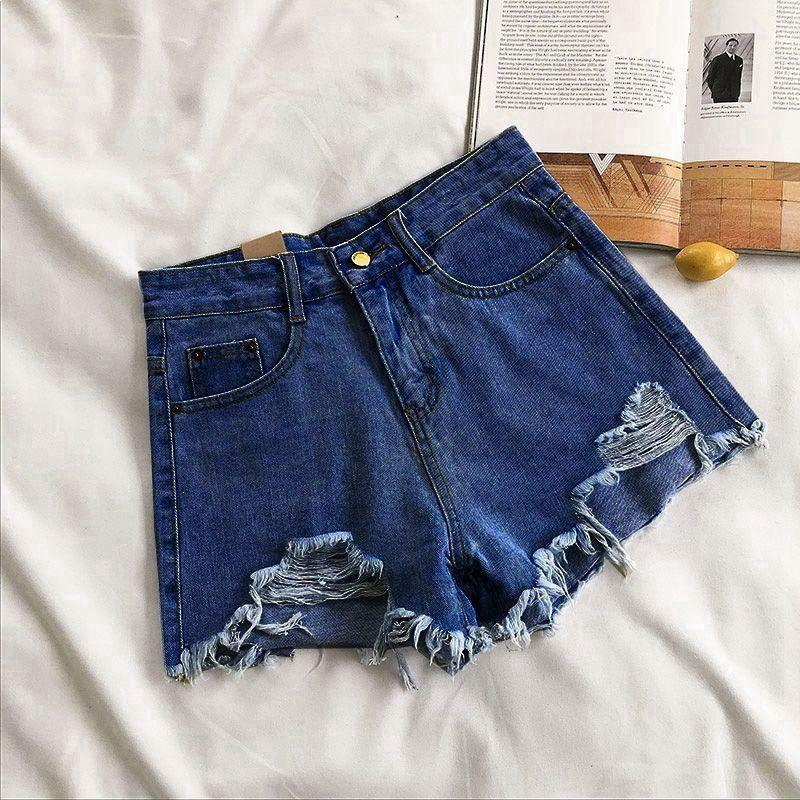 

Korean High-Waisted Raw Hem Wide-Leg Denim Shorts for Women - Summer 2026 Trend 2XL for 125-140 lbs