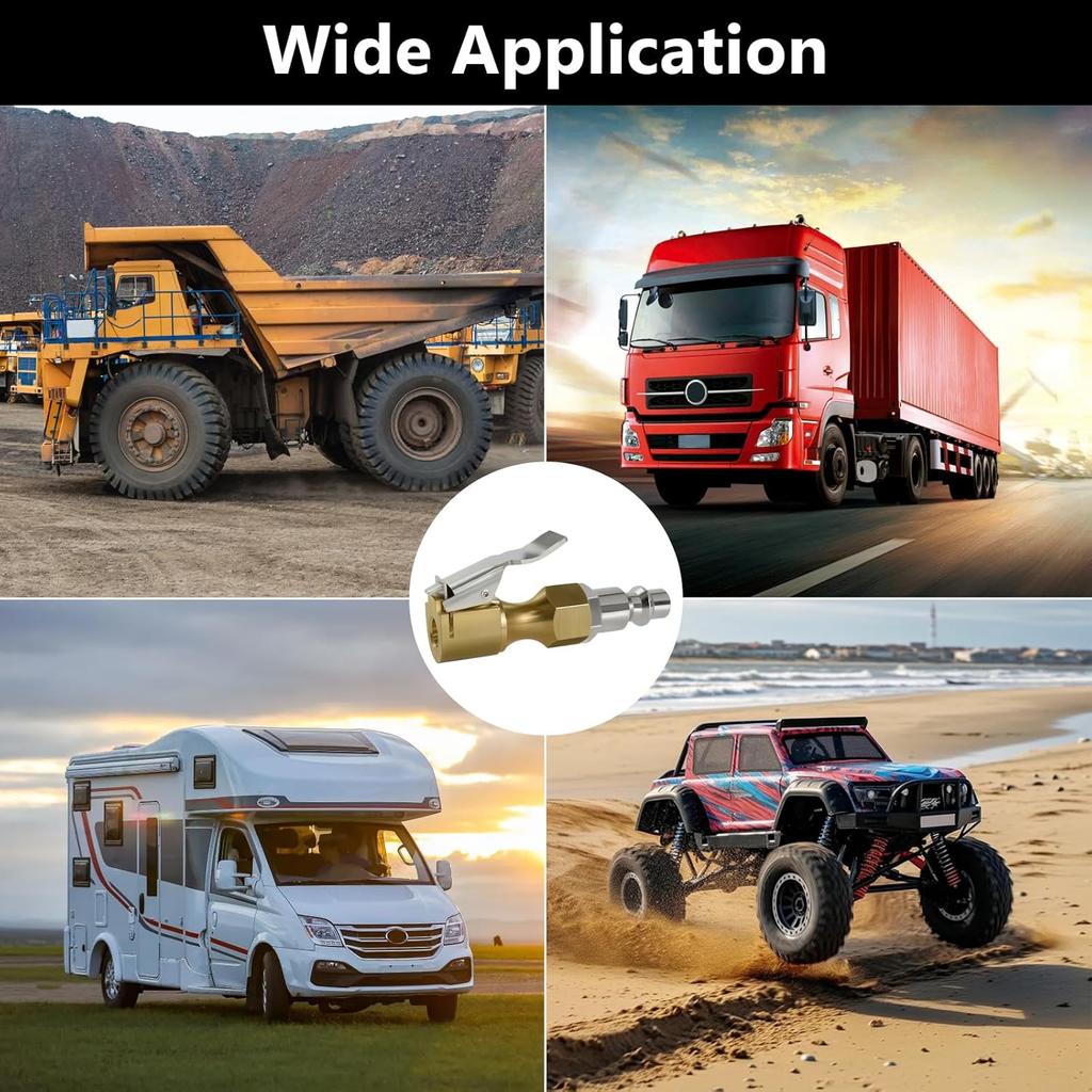 Premium Locking Air Chuck for Tires - 1/4 Inch NPT Heavy-Duty Brass, Quick Connect to Compressors and Inflators - 250 PSI