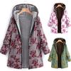 Women's Long-sleeved Zipper Hooded Thickened Composite Cotton-padded Jacket Printed Medium and Long Cotton-padded Jacket