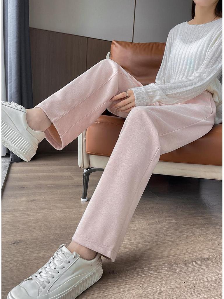 Damen 419 Acetat Wolle Weitbein Hose: Kleine gerade Hose für Frühling, Herbst und Winter.