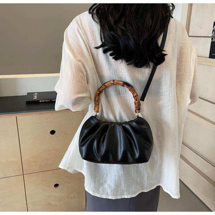 Fashion Niche Design Simple Classic Crossbody Bags 2026 High Quality Three-dimensional Commuting Chinese Style Bamboo Handbags