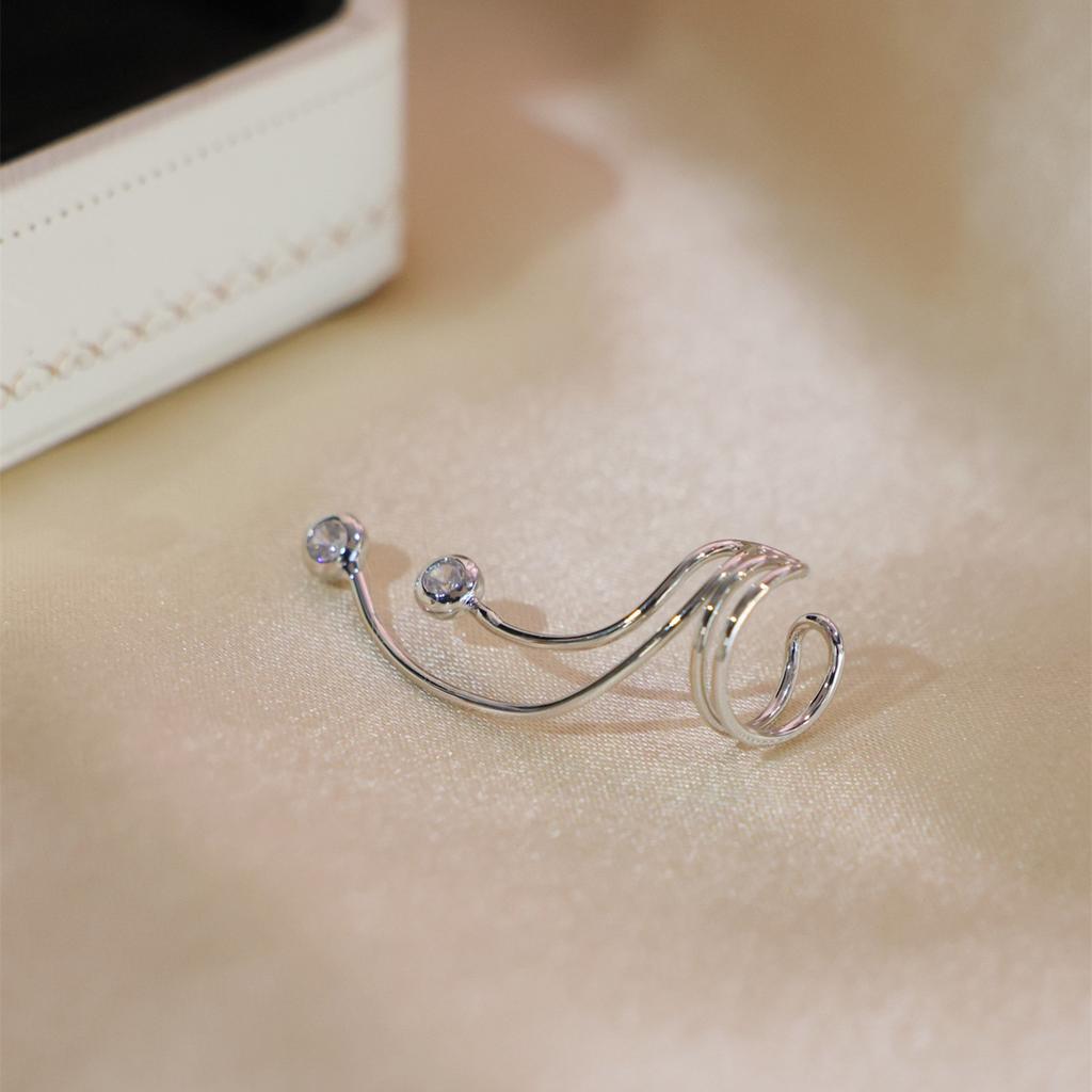 1PC Bent Zircon Ear Bone Clip Inlaid with Synthetic Zircon for Women's Fashionable and Elegant Temperament Ear Hook