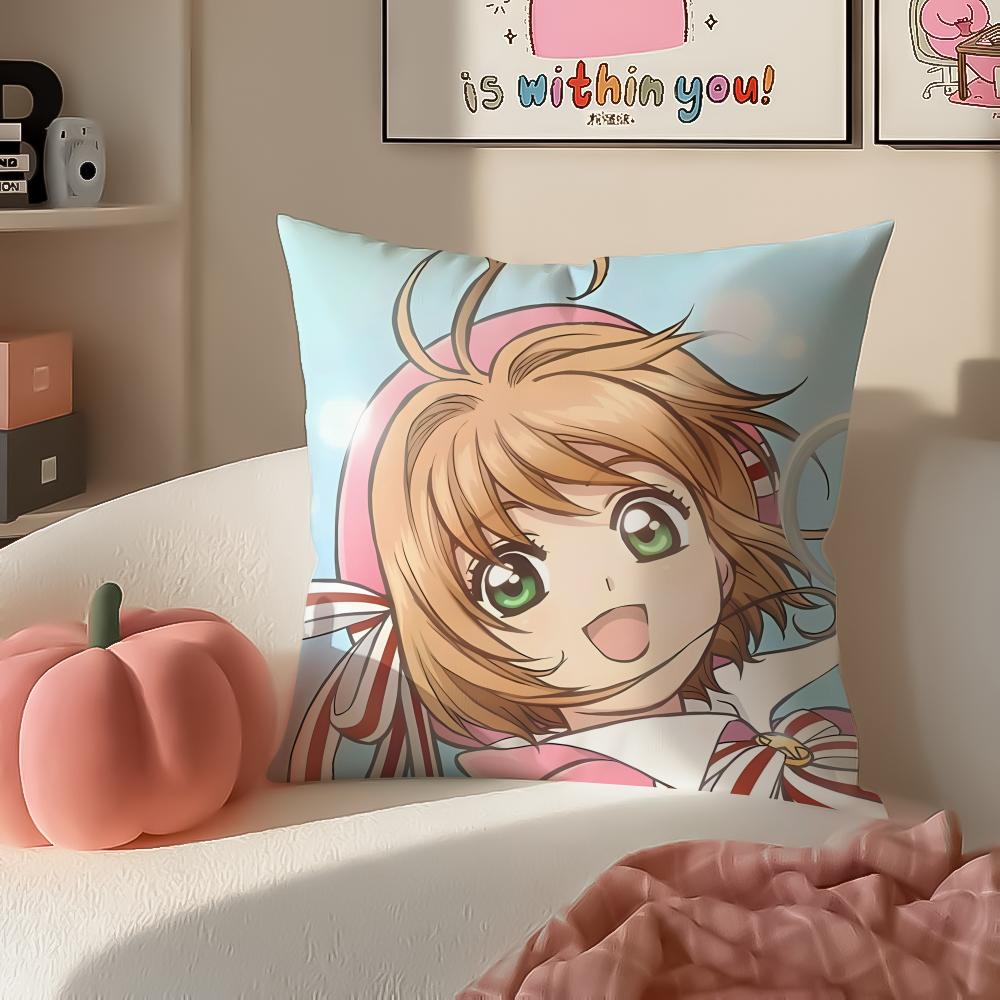 Magical Cute Japanese Anime CCardcaptor Sakura Cushion Cover Pillowcase Short Plush Invisible zipper Room Sofa Cushion Cover