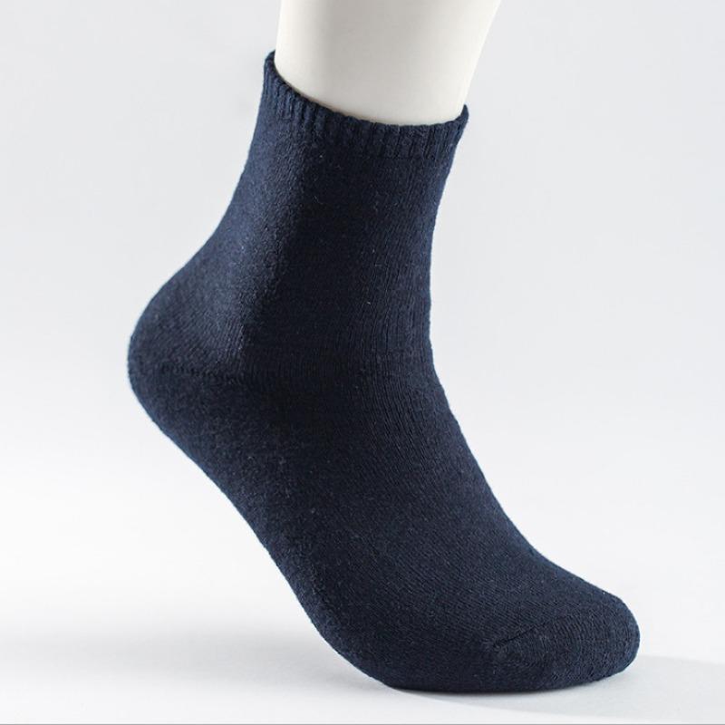 Men's Autumn and Winter New Casual Warm Cotton Wool Ring All Match Pure Color Plus Velvet Thickened Tube Socks