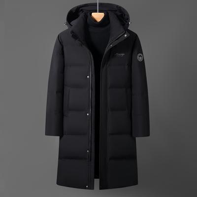 Winter Men's Down Jacket Fashion Casual Long Over Knee Hooded Middle-aged and Young Down Jacket Men's Jacket