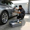 Cleaning Supply Tray Open Top Plastic Tool Storage Box With Center Slots and Carry Handle for Household Tasks, Detailing Gear, and Garage Use