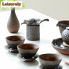 Japanese Handmade Rough Pottery Tea Filter Holder Ancient Early Roasted Tea Strainer Mesh Leak Frame Kung Fu Tea Filter Diffuser