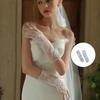 Wrist Length Bridal Gloves Delicate Pattern Embroidery Breathable Mesh Fabric Evening Functions