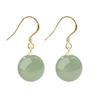 Light Green Jade Dangle Earrings Hand Polished Gold Plated Hooks Premium Jewelry for Gift Giving Daily Wear
