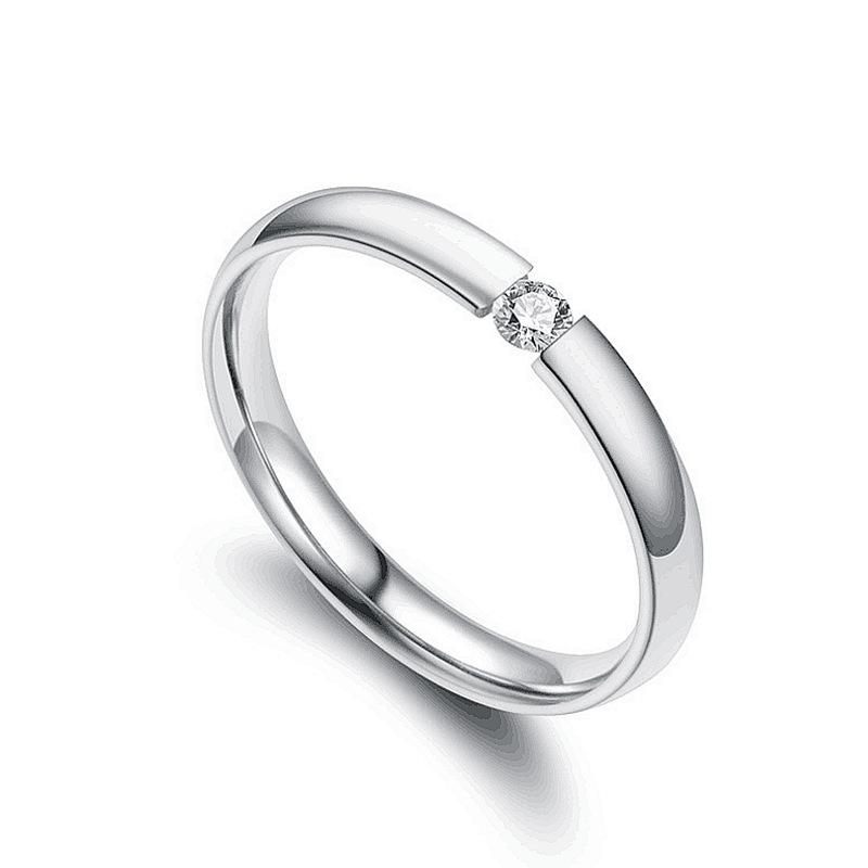 Stainless Steel  Diamond Ring Micro-inlaid Zirconia Ring Fashion Open-End Couple Rings