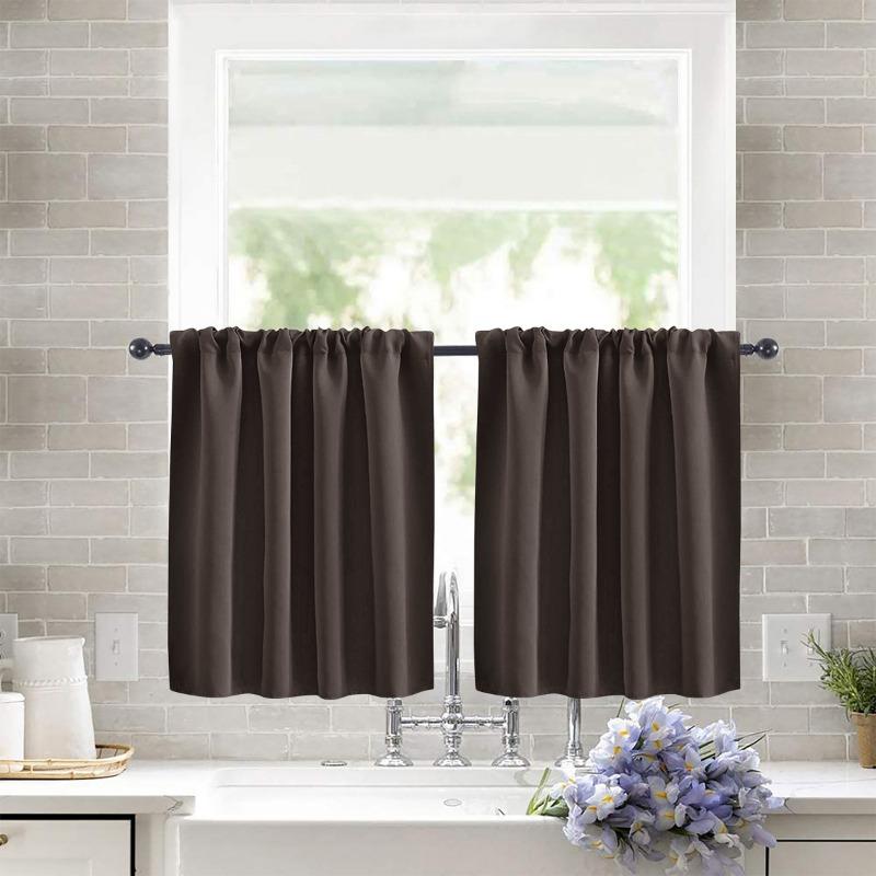 

1Panel Solid Short Curtain, Small Curtains for Kitchen, Bathroom, High Blackout Curtains for Home Decoration, UV Protection 40x60cm&Rod Pocket