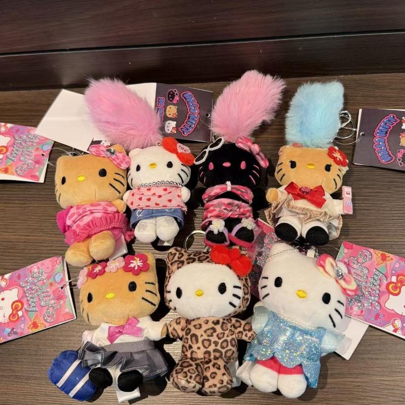 Pink Leopard Print Bikini Dark Skin kitten Plush Dolls Keychains Cartoon JK Uniform Kitty Plush Accessories Bag Pendant